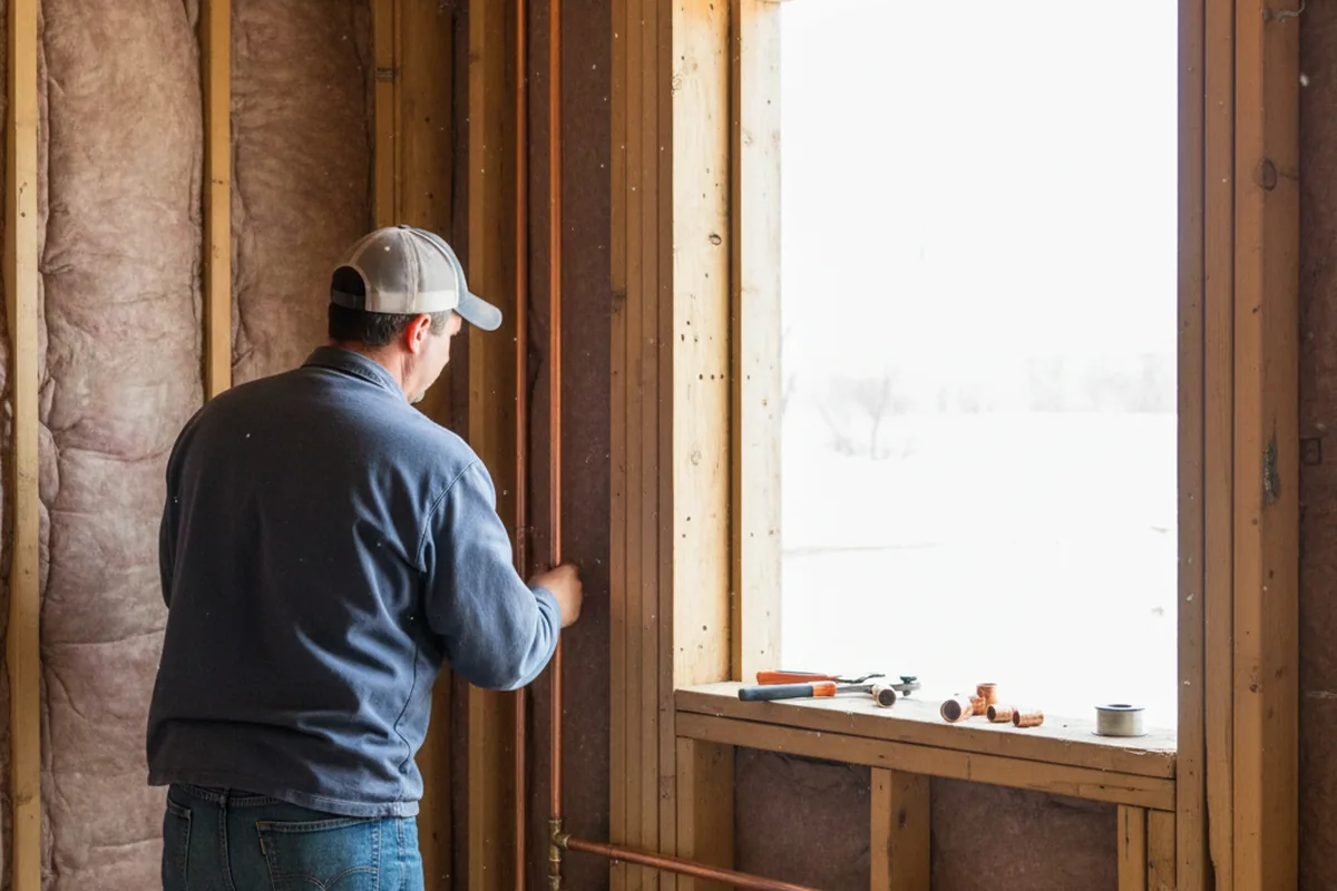 Licensed plumber running new copper supply lines in a Slaughter home