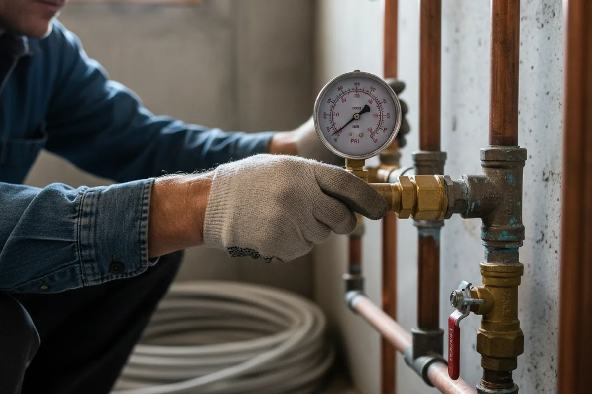 Pressure testing a repaired line during Water Line Repair in Slaughter
